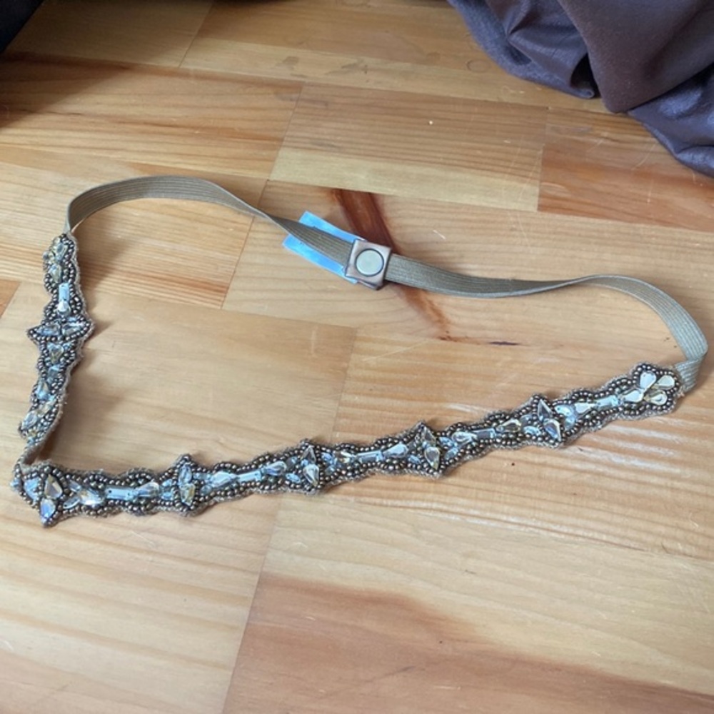 Ann Taylor Loft Beaded Elastic belt Sz Med